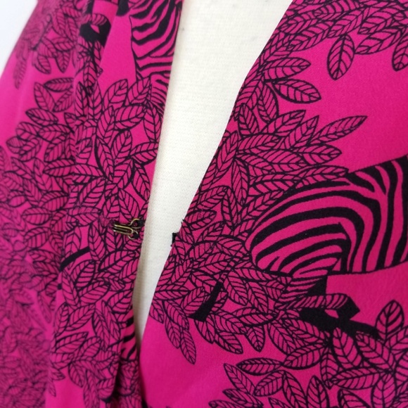 Tracy Reese Silk Zebra Print Faux Wrap Blouse - Picture 5 of 8